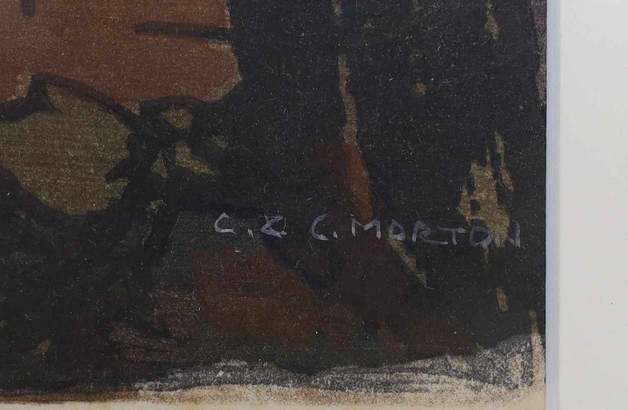 Concord and Cavendish Morton, colour woodcut, 'Arreton Farm', signed in pencil, 36 x 51cm